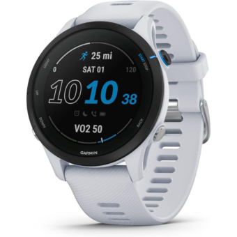 Garmin Forerunner® 255 Music, GPS Running Smartwatch with Music, Advanced Insights, Long-Lasting Battery, White