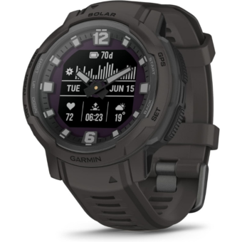 Garmin Instinct Crossover Solar, Rugged Hybrid Smartwatch with Solar Charging Capabilities, Analog Hands and Digital Display, Graphite, Adjustable