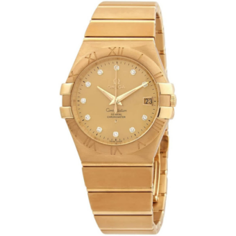 Omega Constellation Automatic Chronometer Diamond Champagne Dial Ladies Watch 123.50.35.20.58.001